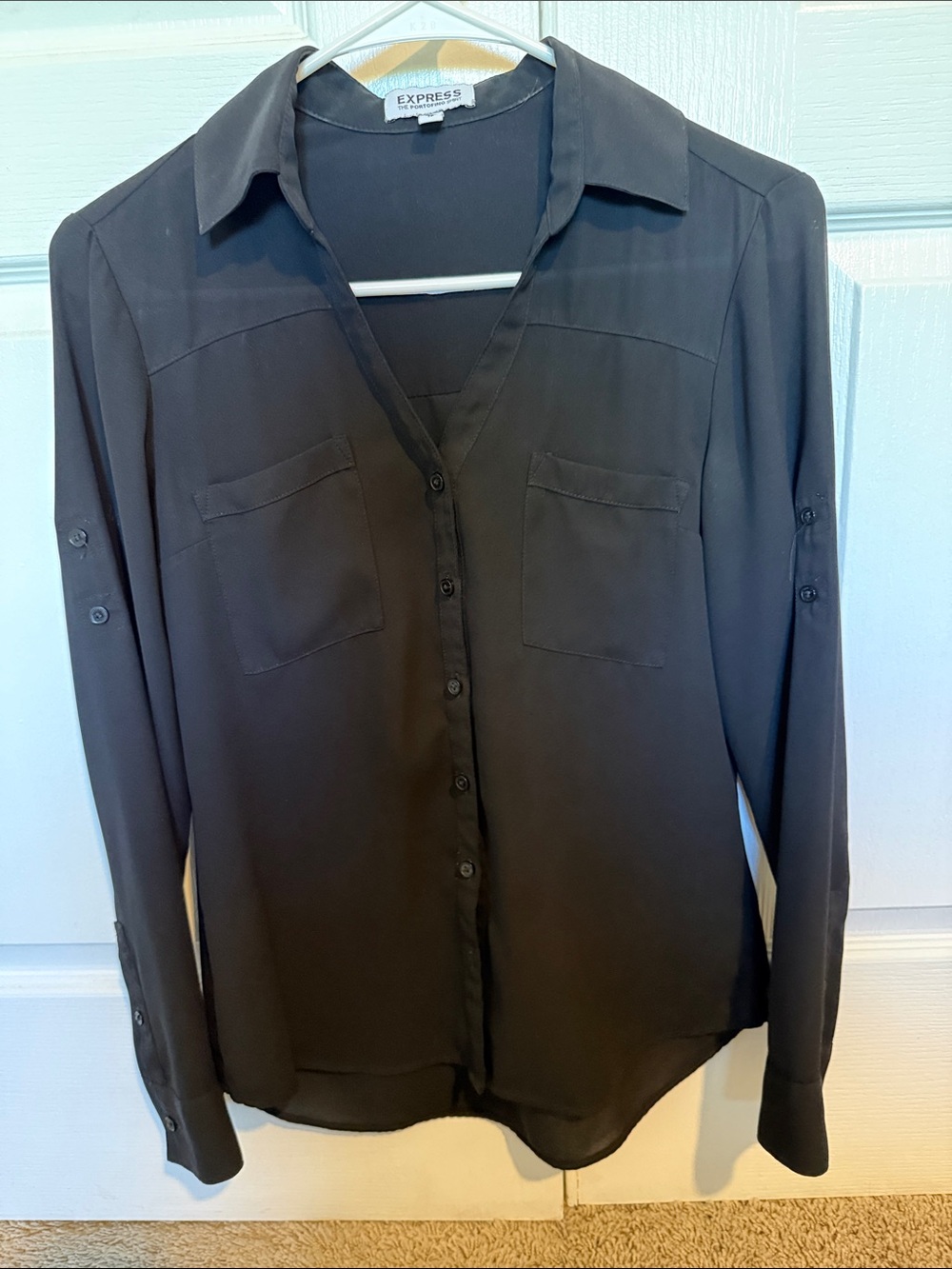 Express Black Button-Front Shirt